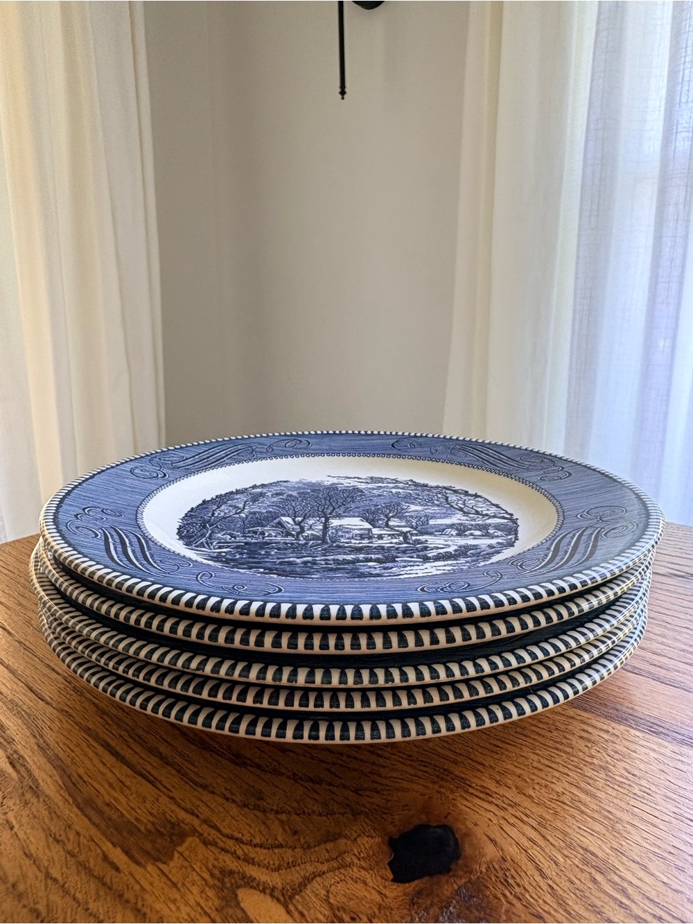 VTG Currier & Ives dinner plates- the Old Grist Mill- 10 inches - set of 5